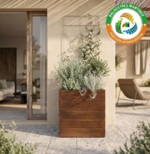 jardinera de hormigon imitacion madera vintage