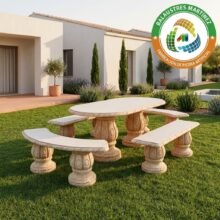 conjunto mesa y bancos para jardin higuera