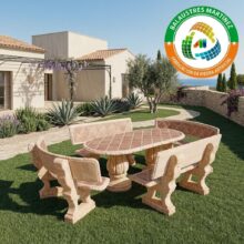 conjunto mesa y bancos para jardin fresno