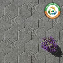 Pavimento hexagonal Panot Gaudi de piedra artificial con relieve modernista en tonos grises para exteriores